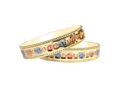 Tri Tone Plated | Gemstone Set Bangles